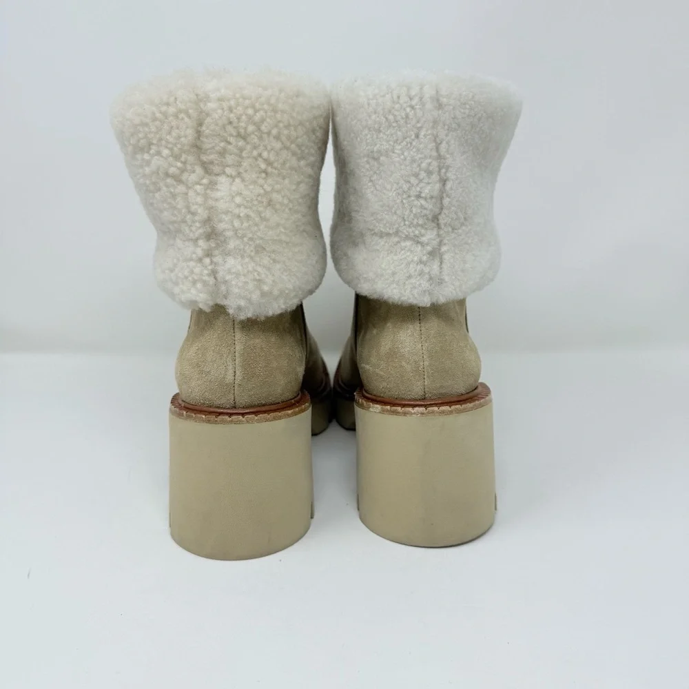 New Pedro Garcia Zarela Suede Shearling Ankle Booties Sz 8